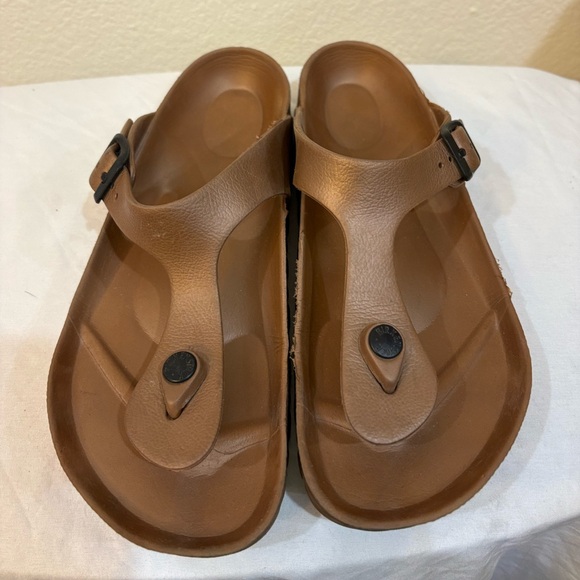 Birkenstock EVA Gizeh Rose Gold Metallic Sandals Shoes Women’s Size 37 - Picture 2 of 5